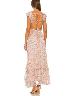 ASTR the Label Primrose Floral Strappy Back Maxi Dress - Peach Multi - M